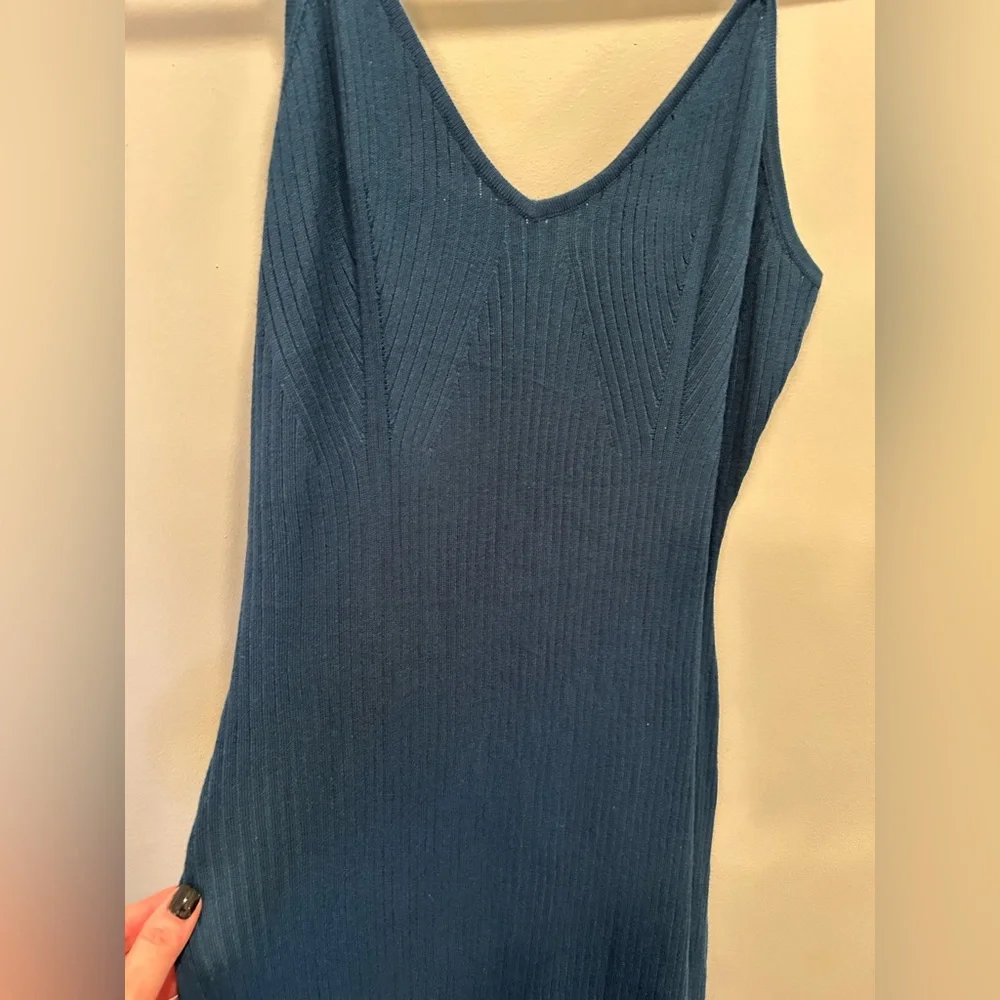 Teal Blue Bodycon Spaghetti Strap Sweater Dress XL - Picture 9 of 14